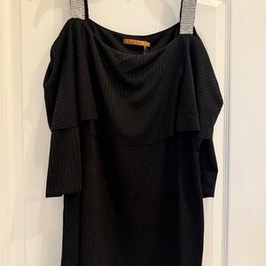 Belldini Black Long Sleeve Dress with Rhinestone Straps